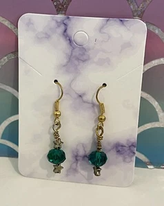 Green Crystal & Star Drop Earrings - Picture 1 of 4