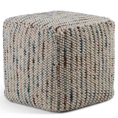 Simpli Home Zoey Boho Cube Woven Pouf in Multi Color Cotton and Wool - Image 1 of 4