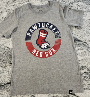 47 BRAND PAWTUCKET RED SOX SHIRT YOUTH MEDIUM GRAY BASEBALL MINOR LEAGUE PAWSOX - Image 1 of 4