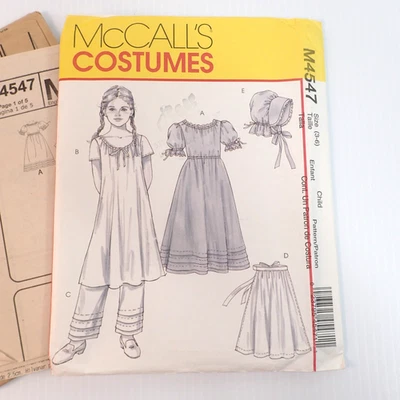 Historical Sewing Pattern Early American Costume McCalls M4547 Girl 3-6 UNCUT - Image 1 of 4