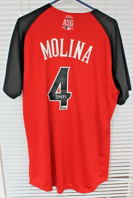 Camiseta deportiva firmada por Yadier Molina auténtica MLB 2015 All Star Game Beckett certificado de autenticidad Foto 1 de 4