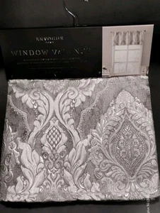 Envogue SILVER WHITE METALLIC VALANCE Textured rod pocket curtain 50 x 18" NEW - Picture 1 of 11
