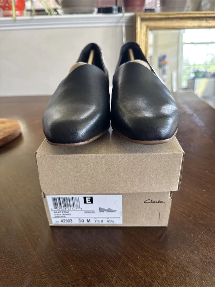 Clarks Womens Juliet Palm Loafer Black Leather 10 US