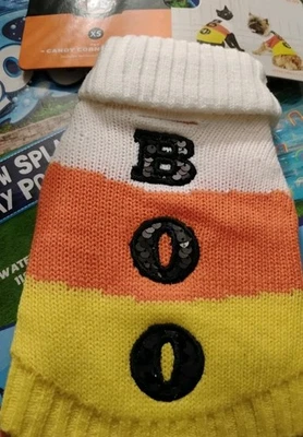 Hyde and Eek Halloween Candy Corn BOO Pet Dog Or Cat Sweater Size X Small NWT - Image 1 of 3