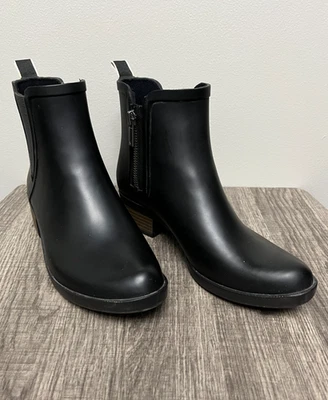 Botas negras de lluvia de goma para mujer Lucky Brand Bunita talla 6~LEER~CON DEFECTO Foto 1 de 4