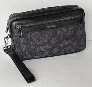 Versace Fabric Barocco Jacquard Black Pouch Clutch 1012855 NWT $995 - Picture 1 of 15