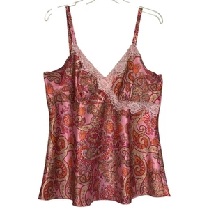Paisley Trägertop 34" Brust Spitzenbesatz ärmellose Bluse lässiges Tanktop gebraucht - Bild 1 von 5