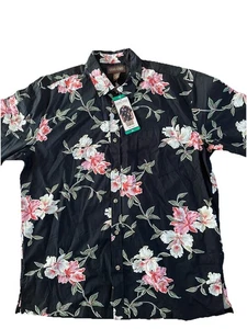 Cooke Street Men's Black Pink Floral Aloha Hawaiian Luau Shirt Size XL - Picture 1 of 7