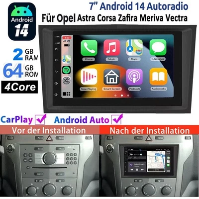 Für Opel Astra Corsa Meriva Vectra Android 14 Apple Carplay Autoradio GPS NAVI - Bild 1 von 4