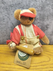Boyds Bears Baseball Plush Bear Yogi 6" Red Uniform Small Wooden Bat Retired - Picture 1 of 3