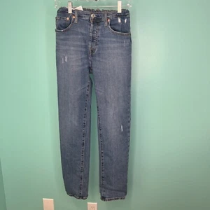 Levi's 514 Jeans Straight Fit Adjustable Waist Med Wash Blue 29 x 31 Distressed - Picture 1 of 9