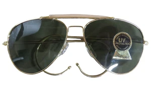 Vintage Aviator Pilot Sunglasses 14k Gold Wire Frame UV Lens GL-15 Glass NICE - Picture 1 of 6