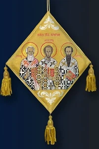 Orthodox Epigonation Palitsa gesticktes Schild " Die drei heiligen Hierarchen " - Bild 1 von 1