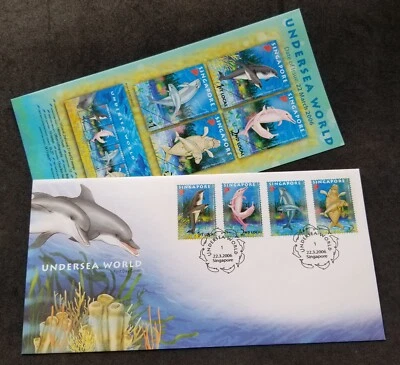 Singapore Undersea World 2006 Marine Life Dugong Dolphin Coral Reef FDC *c scan - Image 1 of 4
