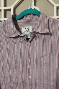 Armani Exchange Button Up Shirt Mens L Slim Casual Striped Multicolor Men - Picture 1 of 10