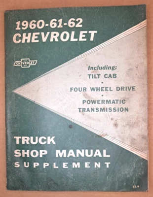 Chevrolet Truck Shop 1960-62 suplemento manual cabina inclinable 4 Wh Dr garaje iluminado GM Foto 1 de 4