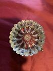 Vintage Mementos Glass Daisy Ashtray Trinket Dish ornate Metal Base signed