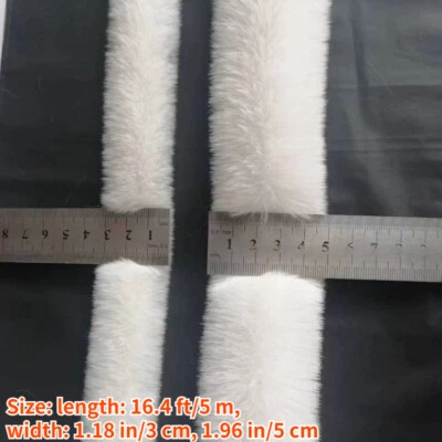 5M Faux Rabbit Fur Trimming Ribbon Clothing Dress Edge Strip Sewing DIY Craft - Image 1 of 4