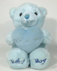 Aurora Baby Boy Teddy Bear Blue Plush Stuffed Animal Comfy Heart Pillow 9" - Picture 1 of 8