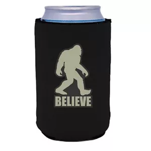 Bigfoot Believe Funny Can Coolie, Neoprene Collapsible Bottom - Picture 1 of 31
