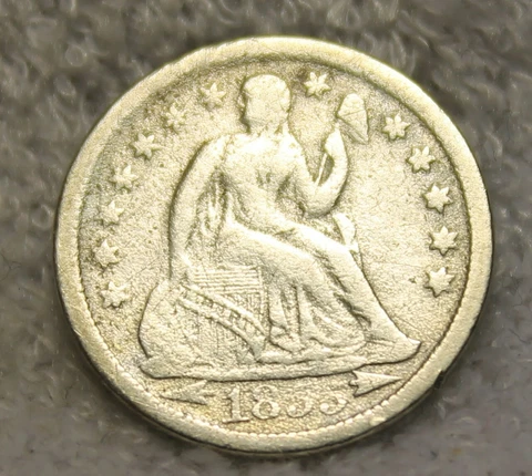 1855 seated dime Cover