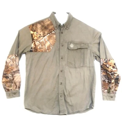 Game Winner Shooting Shirt Mens Medium Right Hand Shooter LS Cotton Khaki Camo - Image 1 of 4