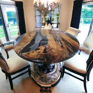 30" Clear Epoxy Resin Coffee Table Acacia Wooden Live Edge Hallway Furniture Dec - Picture 1 of 9
