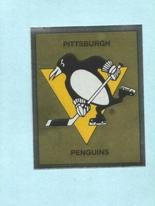1988-89 Panini NHL Hockey Sticker Pittsburgh Penguins #329 Gold Foil Logo Emblem