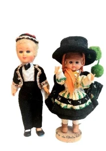 2 Vintage Souvenir Dolls Nazare Portugal Serra Da Estrela Children Around World - Picture 1 of 10