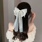 New Black White Yarn Bow Hair Clip for Women Girls Spring Clip Back Head Hair