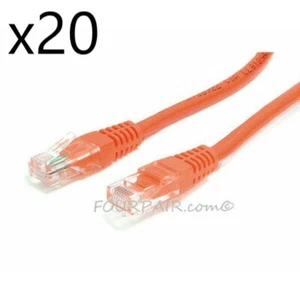 20 Pack Lot 15ft CAT5e Ethernet Network LAN Router Patch Cable Cord Wire Orange - Picture 1 of 2