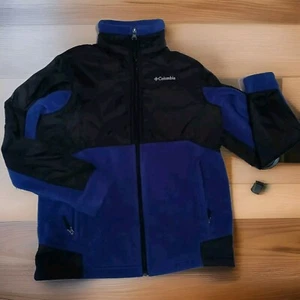 Columbia Jacket Fleece Youth Boys 10/12Blue Black Full Zip - Picture 1 of 5