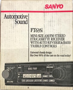 Vintage Sanyo Mini-Size AM/FM Car Stereo ETR Cassette Receiver FT635i  NEW