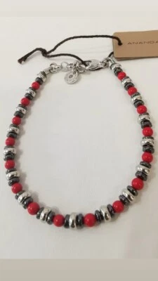 Bracciale Uomo Argento Ananda 925 con beads e pietre dure Ref- A-BR506B - Immagine 1 di 2