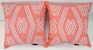 Set of 2 Coral 16 x 16" Outdoor Decorative Throw Pillow Polyester UV resistant - Picture 1 of 7