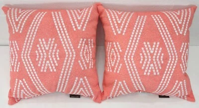Set of 2 Coral 16 x 16" Outdoor Decorative Throw Pillow Polyester UV resistant - Image 1 of 4