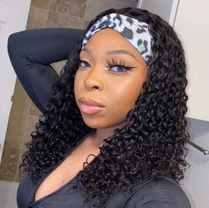 Black Long Deep Curly Headband Wig for Black Women Natural Looking Fashion Wigs - Picture 1 of 11