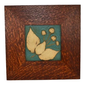 Scott Weaver Studio 2010 Hand Made Art Pottery Raspberry gerahmte Keramikfliese - Bild 1 von 6