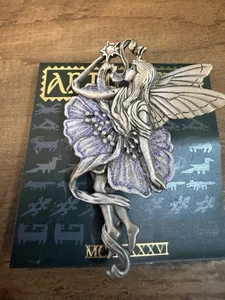 "JJ" Jonette Jewelry Silver Pewter WINGED Sparkling Ballerina FAIRY Pin - Picture 1 of 1