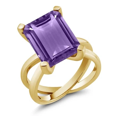 Anillo cruzado de plata enchapado en oro amarillo de 18 quilates amatista púrpura de 14x10 mm 7,10 quilates Foto 1 de 2