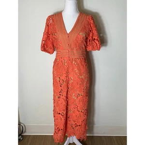 Adelyn Rae Maxikleid orange Kurzarm V-Ausschnitt Gr. S - Bild 1 von 4