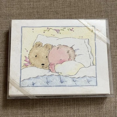 VTG Michel & Company Child Sleeping Hugging Teddy Bear 10 Cards & Envelopes — 第 1/4 张图片