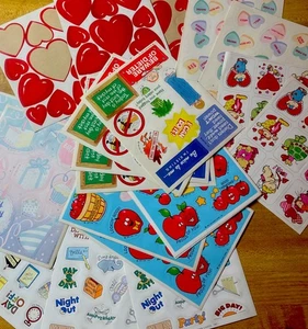 Vintage 1980s Sticker Sheet Lot, Valentines, Birthday, Party Stickers, Hallmark - Picture 1 of 8