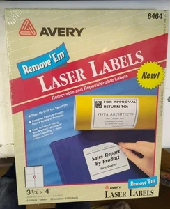 Avery Remove 'Em Laser Labels 6464 3 1/3"X4" New Sealed - Picture 1 of 2