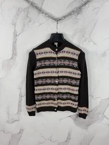 Vintage Toast Fair Isle Pattern Logo Wool Cardigan Size M - Picture 1 of 13