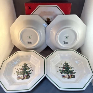 Neu im Karton Vintage Nikko Weihnachten 8,25" Rand Suppenteller 4er Set Feiertagsgerichte - Bild 1 von 9