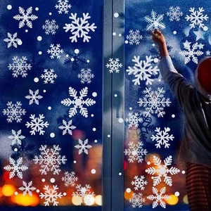Weihnachten Schneeflocke Fenster Aufkleber weiß Schneeflocken Aufkleber Deko 4 Blatt - Bild 1 von 7
