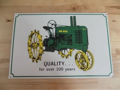VINTAGE JOHN DEERE  QUALITY FOR OVER 100 YEARS METAL SIGN.  FARM HOME BARN DECOR - Image 1 of 2