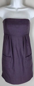 MILLY of NEW YORK Strapless Sheath Dress 2 Purple Textured Lined Woven Cotton - Picture 1 of 5