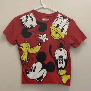 Disney Mickey & Friends Girls XS Red T-Shirt Mickey Minnie Donald Goofy Tee - Picture 1 of 10